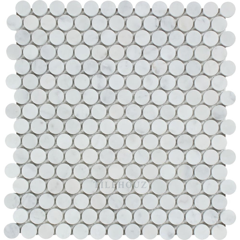 Carrara White Marble Penny Round Mosaic Tile Polished&honed Tiles