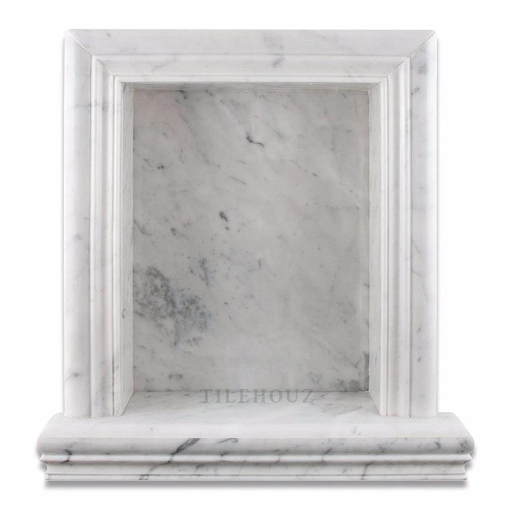 Carrara white marble shower niche, large, polished & honed finish, TileHouz