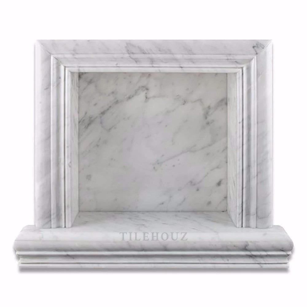 Carrara White Marble Shower Niche - Small, polished & honed mosaic interior, Tilehouz