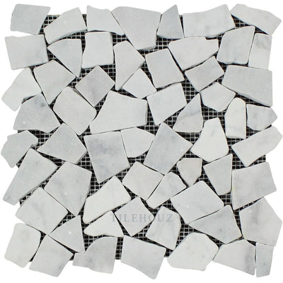 Carrara White Marble Tumbled Random Broken Mosaic Tile Tiles