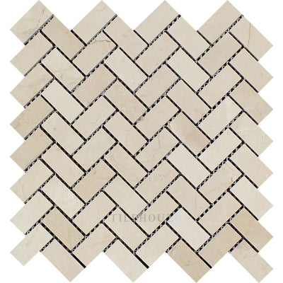 Crema Marfil 1 X 2 Herringbone Marble Mosaic Tile Polished&honed Tiles