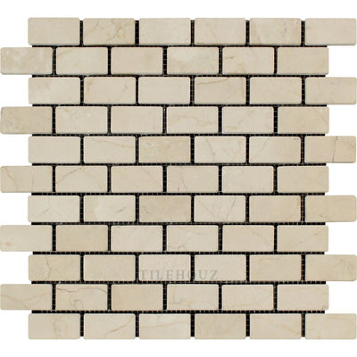 Crema Marfil 1 X 2 Tumbled Marble Brick Mosaic Tile Tiles