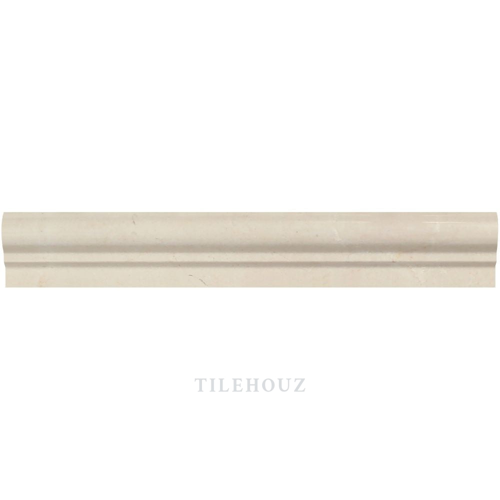 Crema Marfil marble chair rail trim 2x12, single-step, polished and honed, Tilehouz