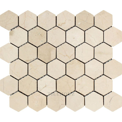 Crema Marfil 2 X Tumbled Marble Hexagon Mosaic Tile Tiles
