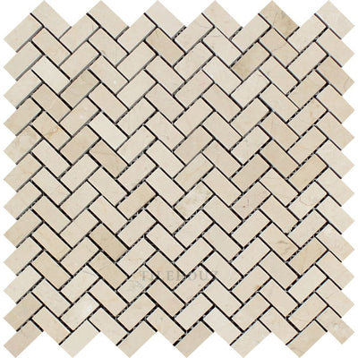 Crema Marfil 5/8 X 1 1/4 Mini Herringbone Marble Mosaic Tile Polished&honed Tiles