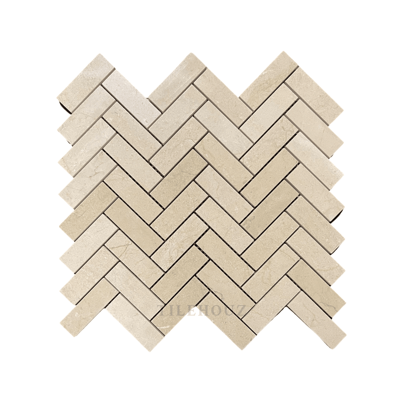 Crema Marfil Marble 1X3 Herringbone Mosaic Polished/honed