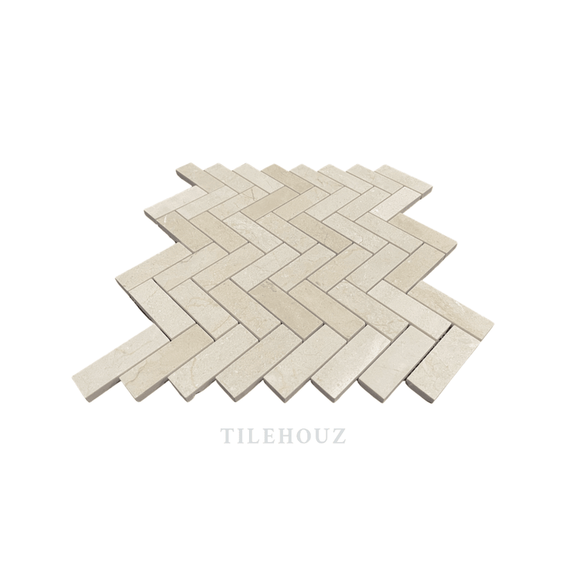 Crema Marfil Marble 1X3 Herringbone Mosaic Polished/honed