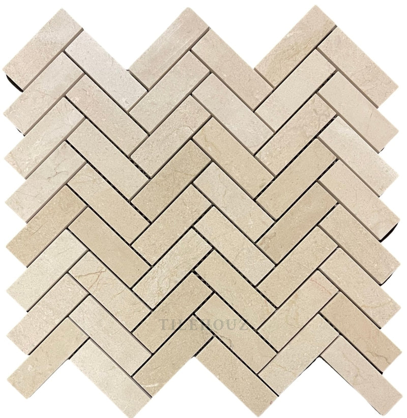 Crema Marfil Marble 1X3 Herringbone Mosaic Polished/honed