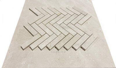 Crema Marfil Marble 1X4 Herringbone Mosaic Polished/honed