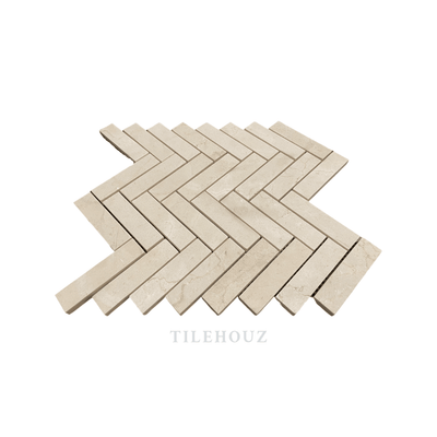 Crema Marfil Marble 1X4 Herringbone Mosaic Polished/honed