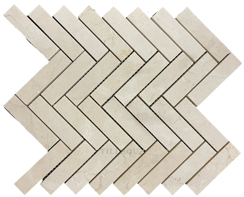 Crema Marfil Marble 1X4 Herringbone Mosaic Polished/honed