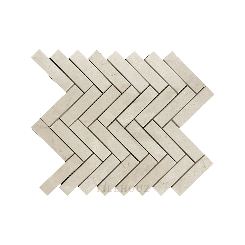 Crema Marfil Marble 1X4 Herringbone Mosaic Polished/honed