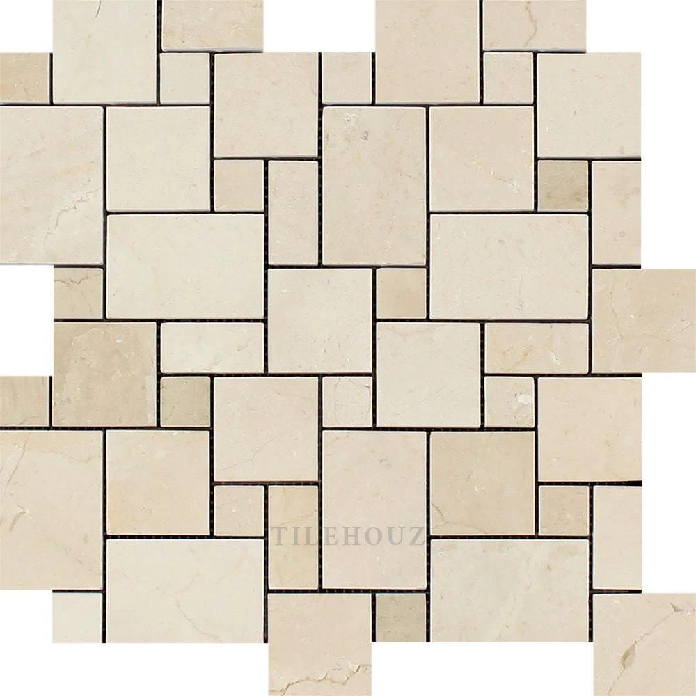 Crema Marfil Marble Mini Versailles Pattern Mosaic Tile Polished&Honed ...
