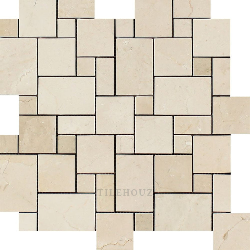 Crema Marfil Marble Mini Versailles Pattern Mosaic Tile Polished&honed Tiles
