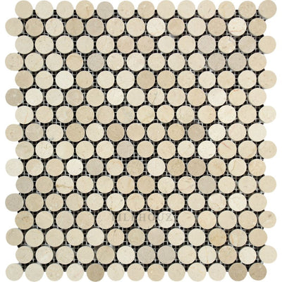 Crema Marfil Marble Penny-Round Mosaic Tile Polished&honed Tiles