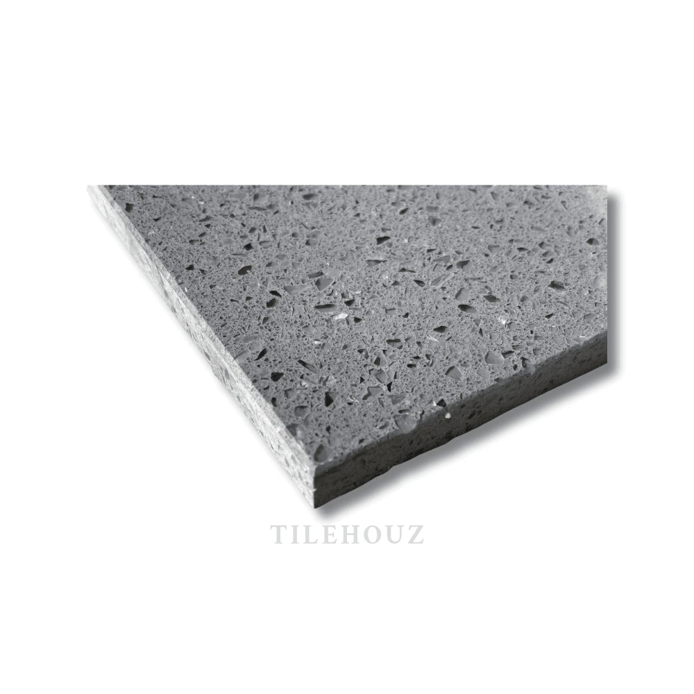 Elvas 24x24 polished quartz tile by Tilehouz, grey speckled wall/ceiling tile