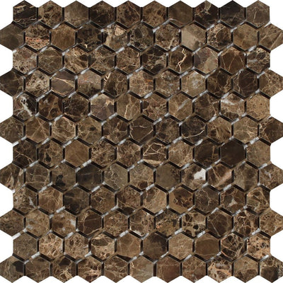 Emperador Dark Marble 1 X Hexagon Mosaic Tile Polished&honed Tiles