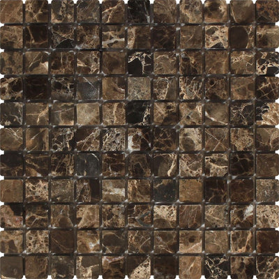 Emperador Dark Marble 1 X Tumbled Mosaic Tile Tiles