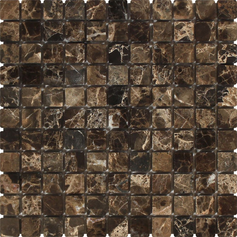 Emperador Dark Marble 1 X Tumbled Mosaic Tile Tiles