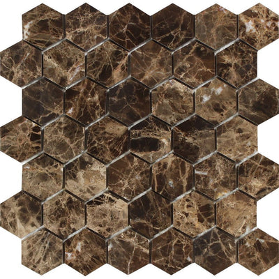 Emperador Dark Marble 2 X Hexagon Mosaic Tile Polished&honed Tiles
