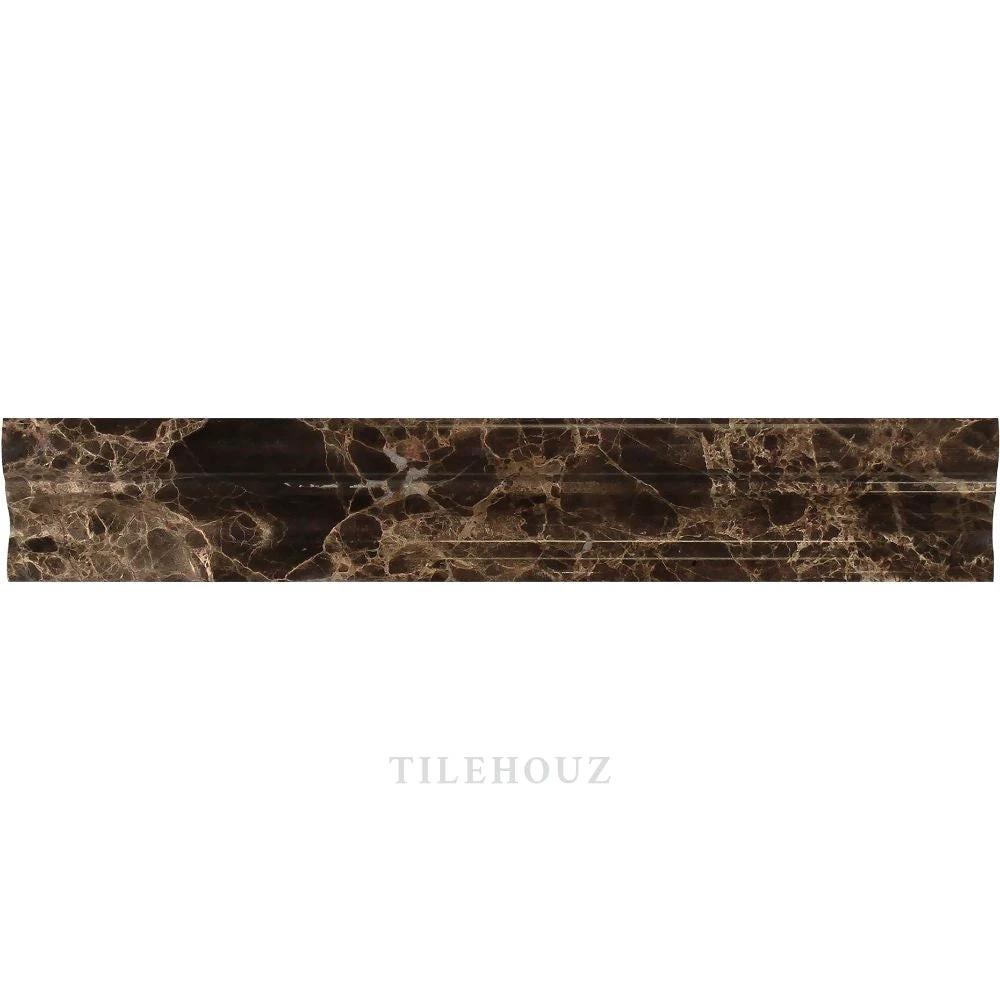 Emperador Dark Marble 2x12 Crown Molding, polished dark brown marble by Tilehouz