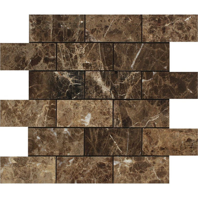 Emperador Dark Marble 2 X 4 Brick Mosaic Tile Polished&honed Tiles