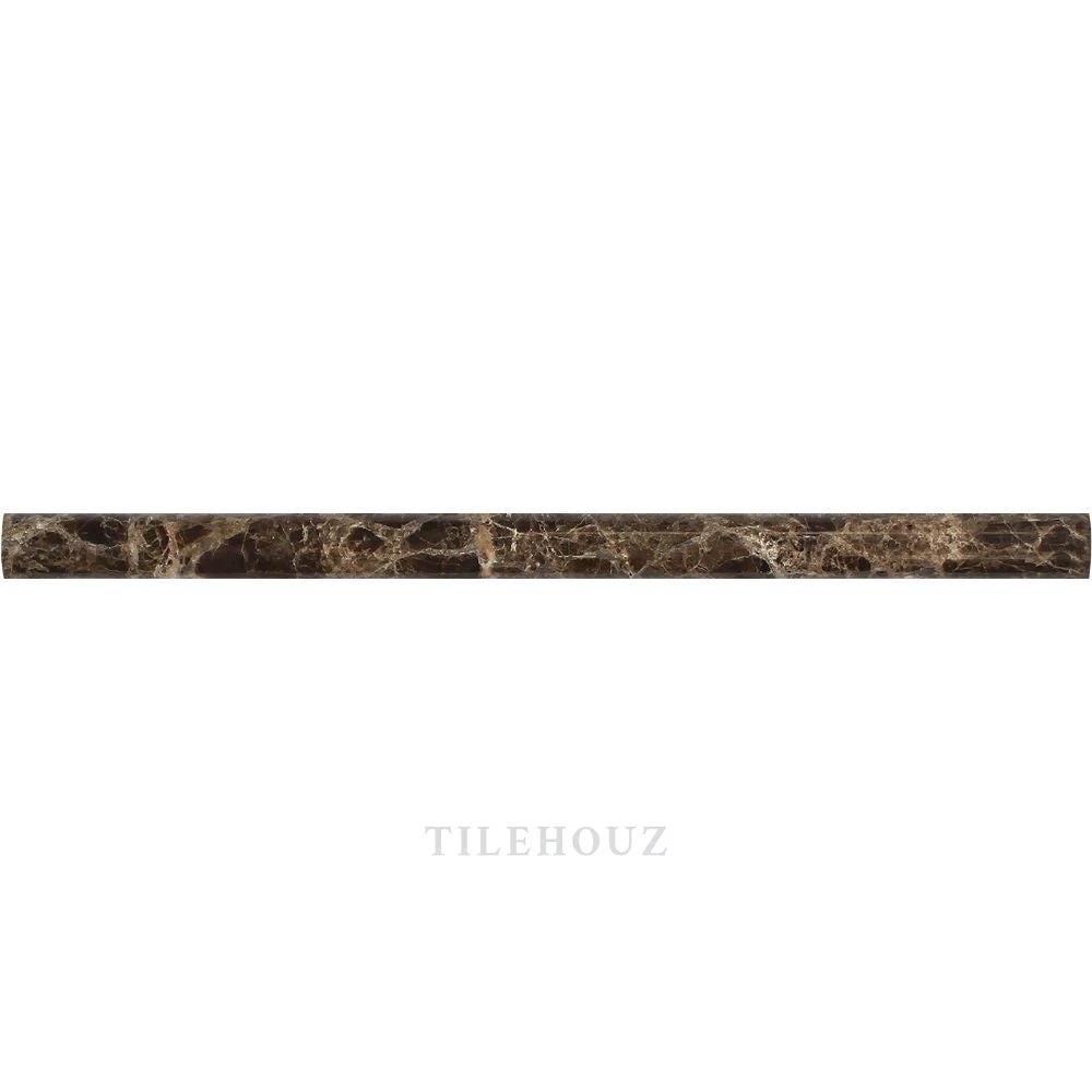 Emperador Dark Marble 3/4x12 bullnose liner, polished finish, Tilehouz