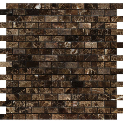 Emperador Dark Marble 5/8 X 1 1/4 Baby Brick Mosaic Tile Polished&honed Tiles