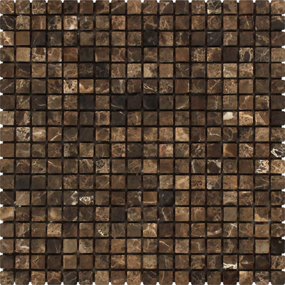 Emperador Dark Marble 5/8 X Tumbled Mosaic Tile Tiles