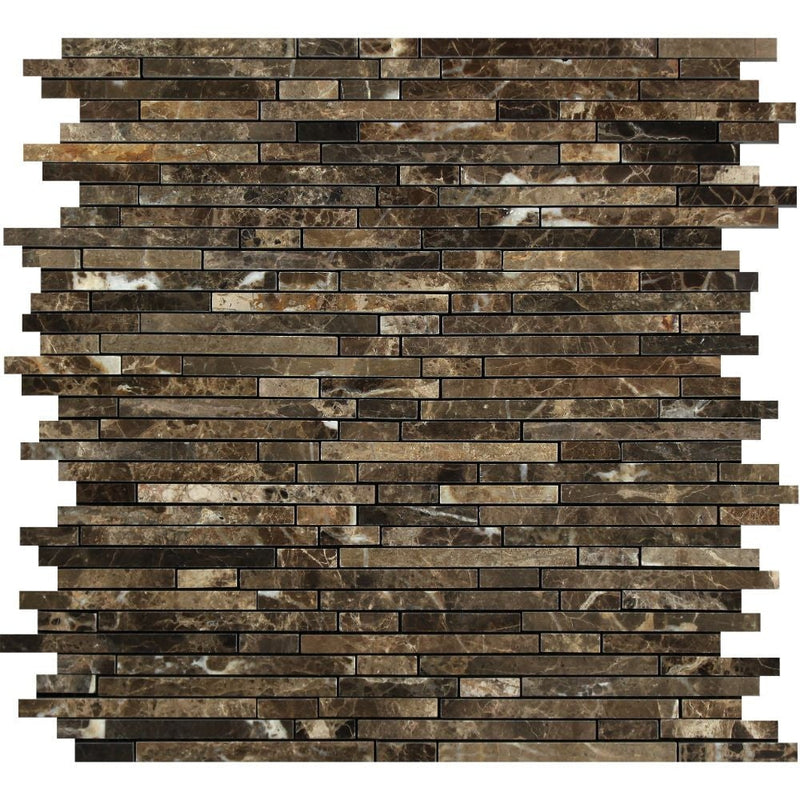 Emperador Dark Marble Bamboo Sticks Mosaic Tile Polished&honed Tiles