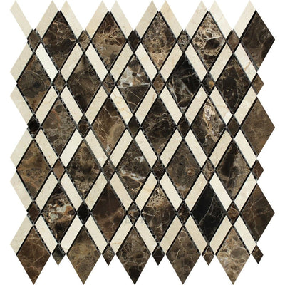 Crema Marfil Emperador Dark Marble Lattice Mosaic Tile (Emperador + Marfil) Polished&honed Tiles