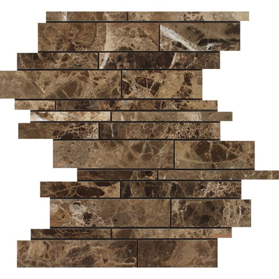 Emperador Dark Marble Random Strip Mosaic Tile Polished&honed Tiles