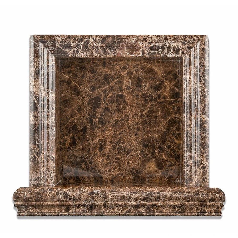 Emperador Dark Marble Shower Niche, small polished & honed marble frame