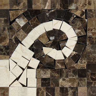 Crema Marfil Emperador Dark Marble Wave Corner (Emp. + Marfil) Polished&honed Mosaic Tiles
