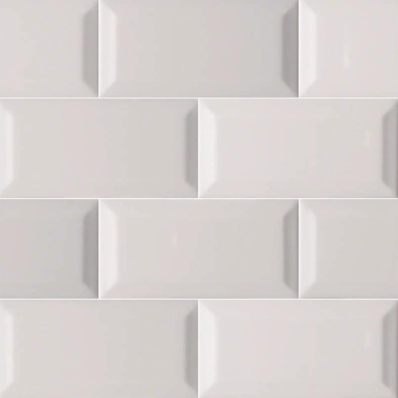 Gray glossy beveled subway ceramic wall tile 3x6 Tilehouz