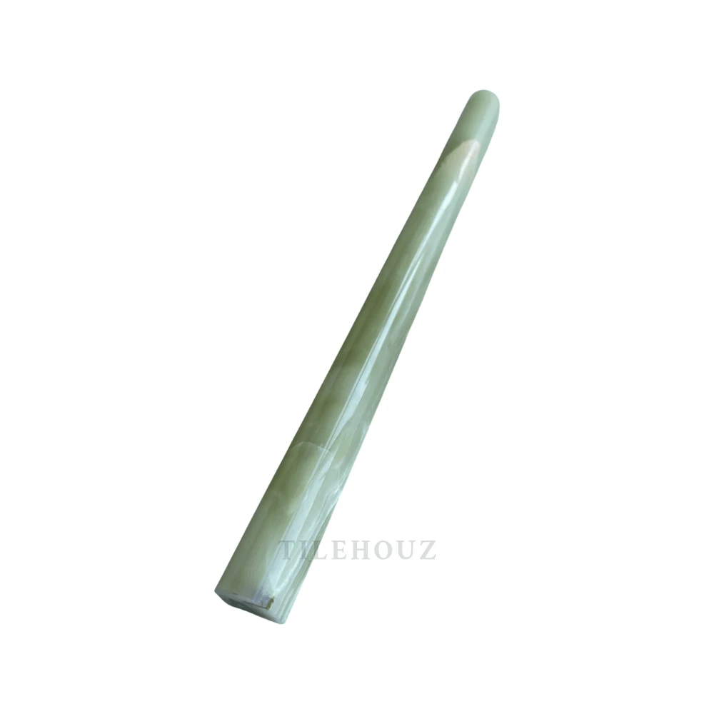 Green Onyx 3/4 in x 12 in polished bullnose liner Tilehouz wall tile