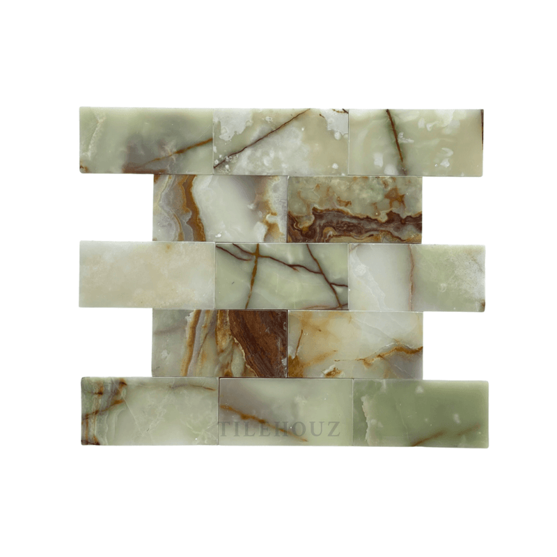 Green Onyx 3X6 Subway Tile Polished