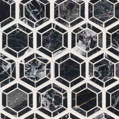 NERO MARQUINA HEXAGONO MOSAIC TILE