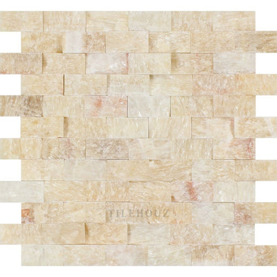 1 X 2 Split-Faced Honey Onyx Brick Mosaic Tile Tiles