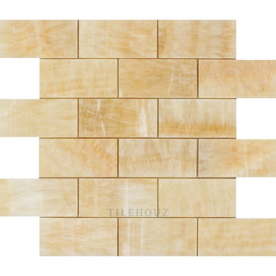 2 X 4 Polished Honey Onyx Brick Mosaic Tile Tiles