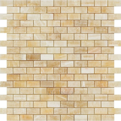 5/8 X 1 1/4 Polished Honey Onyx Baby Brick Mosaic Tile Tiles