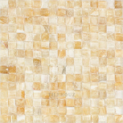 Honey Onyx Polished 3-D Small-Bread Mosaic Tile Tiles