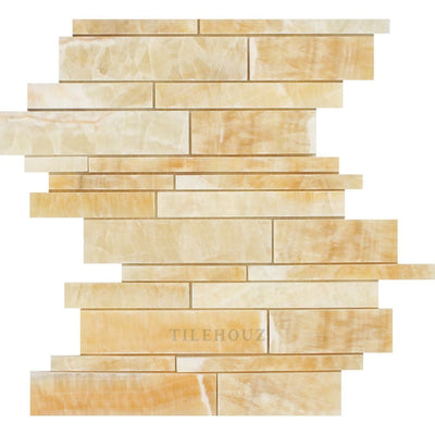 Honey Onyx Polished Random Strip Mosaic Tile Tiles