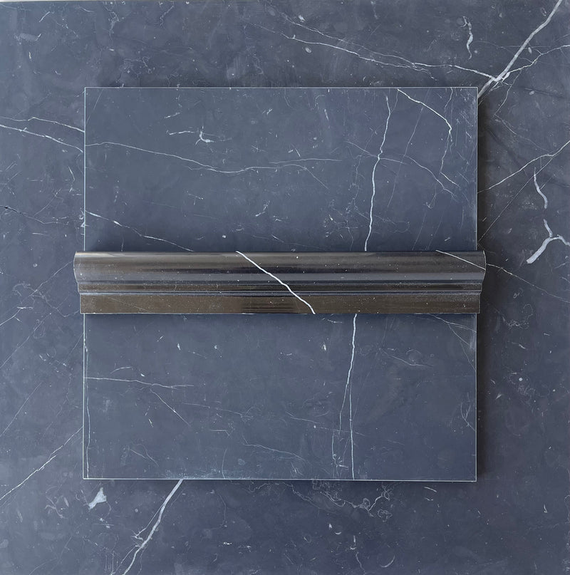 Nero Marquina Marble OG-1(Single Step Chair Rail) Polished/Honed