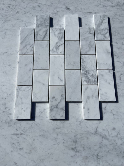 Carrara White Marble 2 x 4 Brick Mosaic Tile Polished&Honed