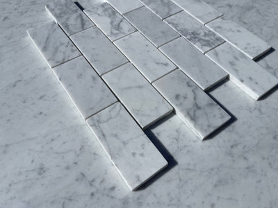 Carrara White Marble 2 x 4 Brick Mosaic Tile Polished&Honed