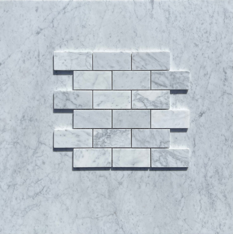 Carrara White Marble 2 x 4 Brick Mosaic Tile Polished&Honed
