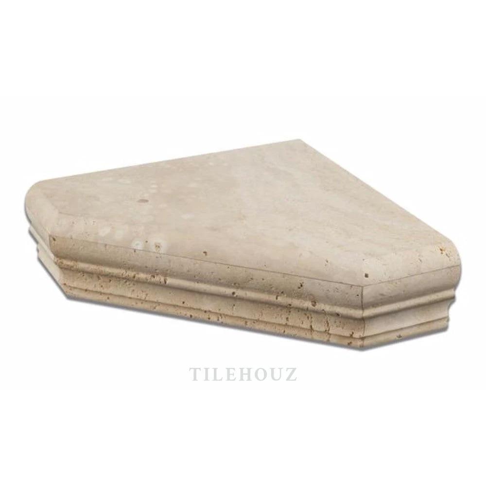 Ivory Travertine shower corner shelf, honed finish, Tilehouz.