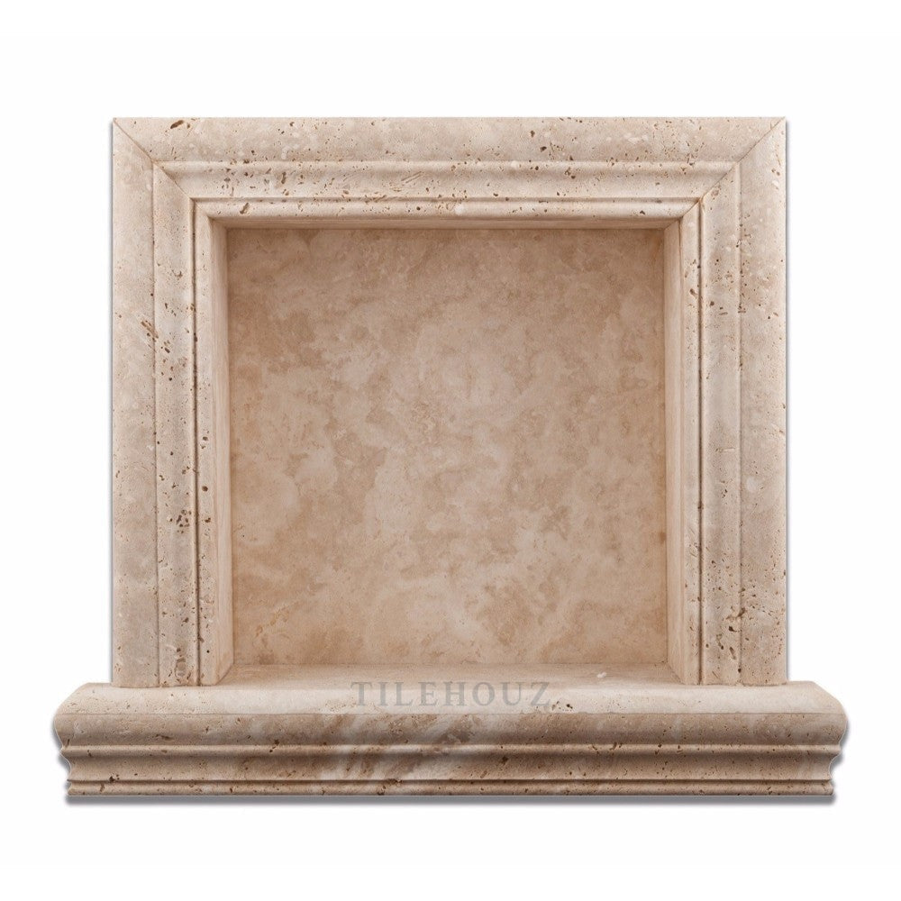 Ivory travertine shower niche, honed finish, small by Tilehouz