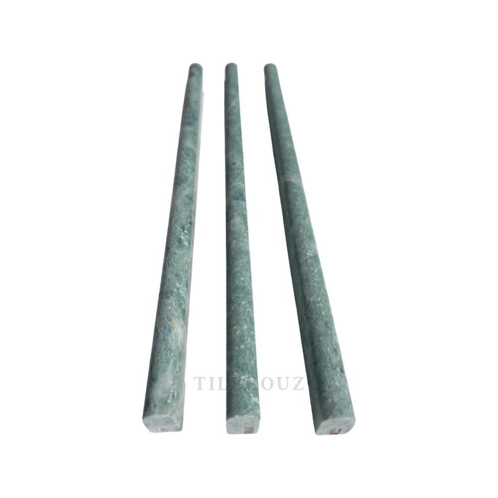 Ming Green Marble 1/2” Pencil Liner, polished marble strip by Tilehouz for wall & ceiling tile (3 pcs)